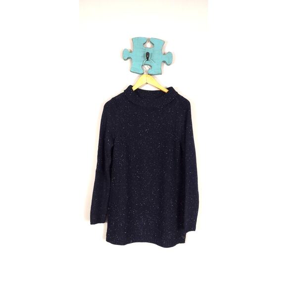 Talbots Textured Sabrina Sweater - Donegal Speckled Blue Size Medum Cotton Blend - Picture 3 of 11